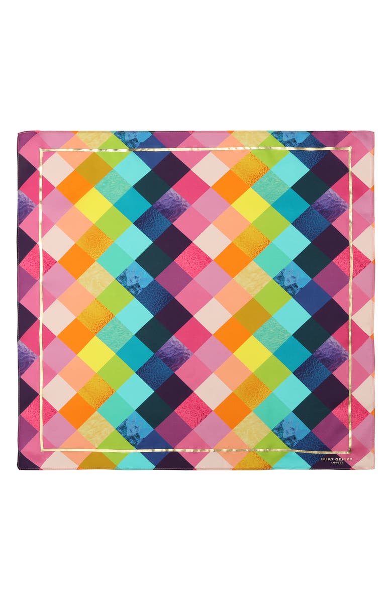 Kurt Geiger London Stained Glass Silk Bandana Scarf, Main, color, Classic Rainbow