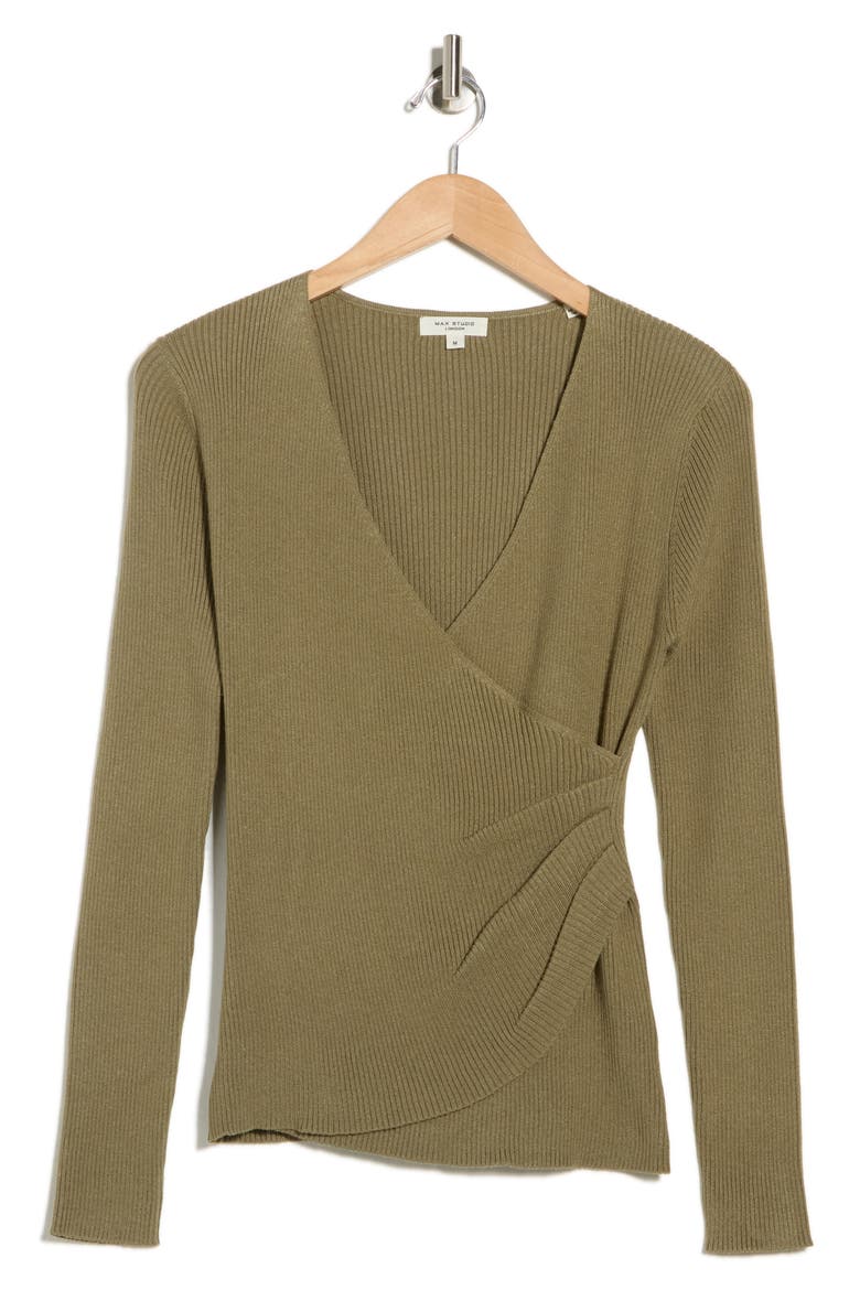 Faux Wrap Knit Sweater, Alternate, color, ALOE