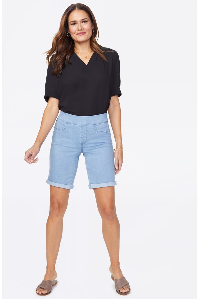Roll Cuff Pull-On Denim Shorts, Alternate, color, BELLE ISLE