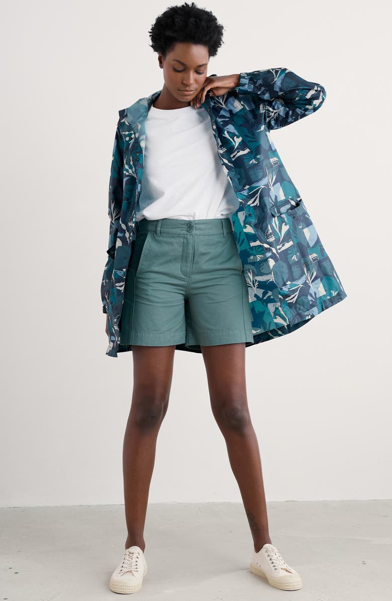 Seasalt Cornwall Pack-It Waterproof Hooded Raincoat, Alternate, color, Marine Forms Lake