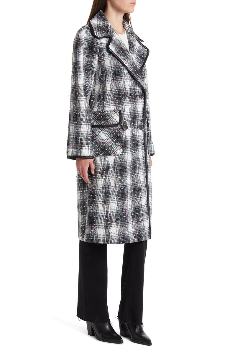 Avec Les Filles Plaid Tweed Double Breasted Coat, Alternate, color, 