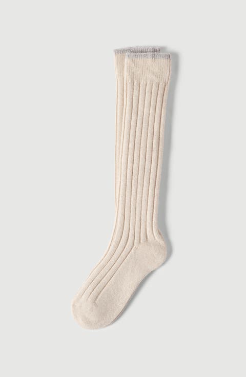 Cashmere chiné rib knit socks