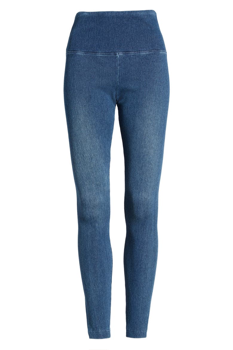 'Lyssentials High Waist Denim Leggings, Alternate, color, MID WASH