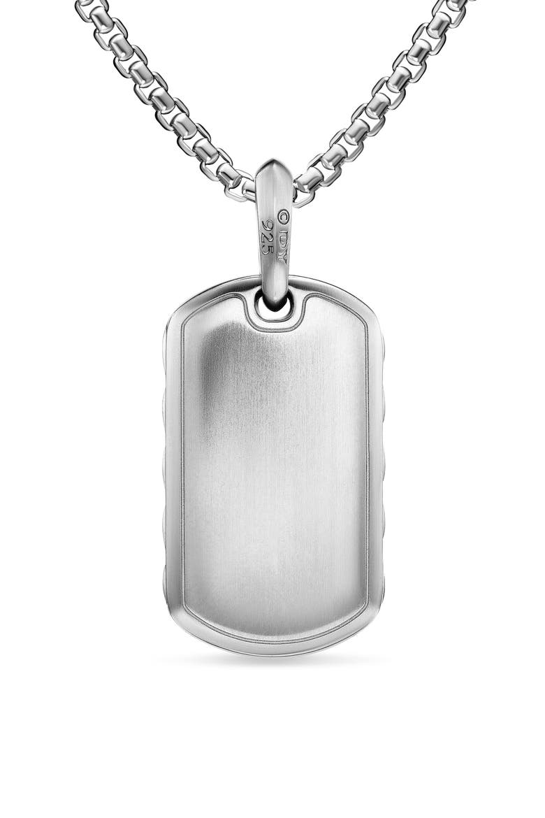 Men's Sculpted Cable Tag in Sterling Silver with Diamonds, 27mm, Alternate, color, STERLING SILVER