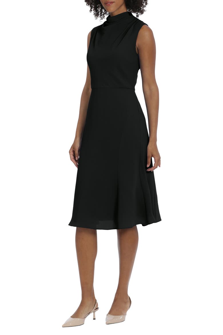 Funnel Neck Sleeveless Chiffon Dress, Alternate, color, BLACK