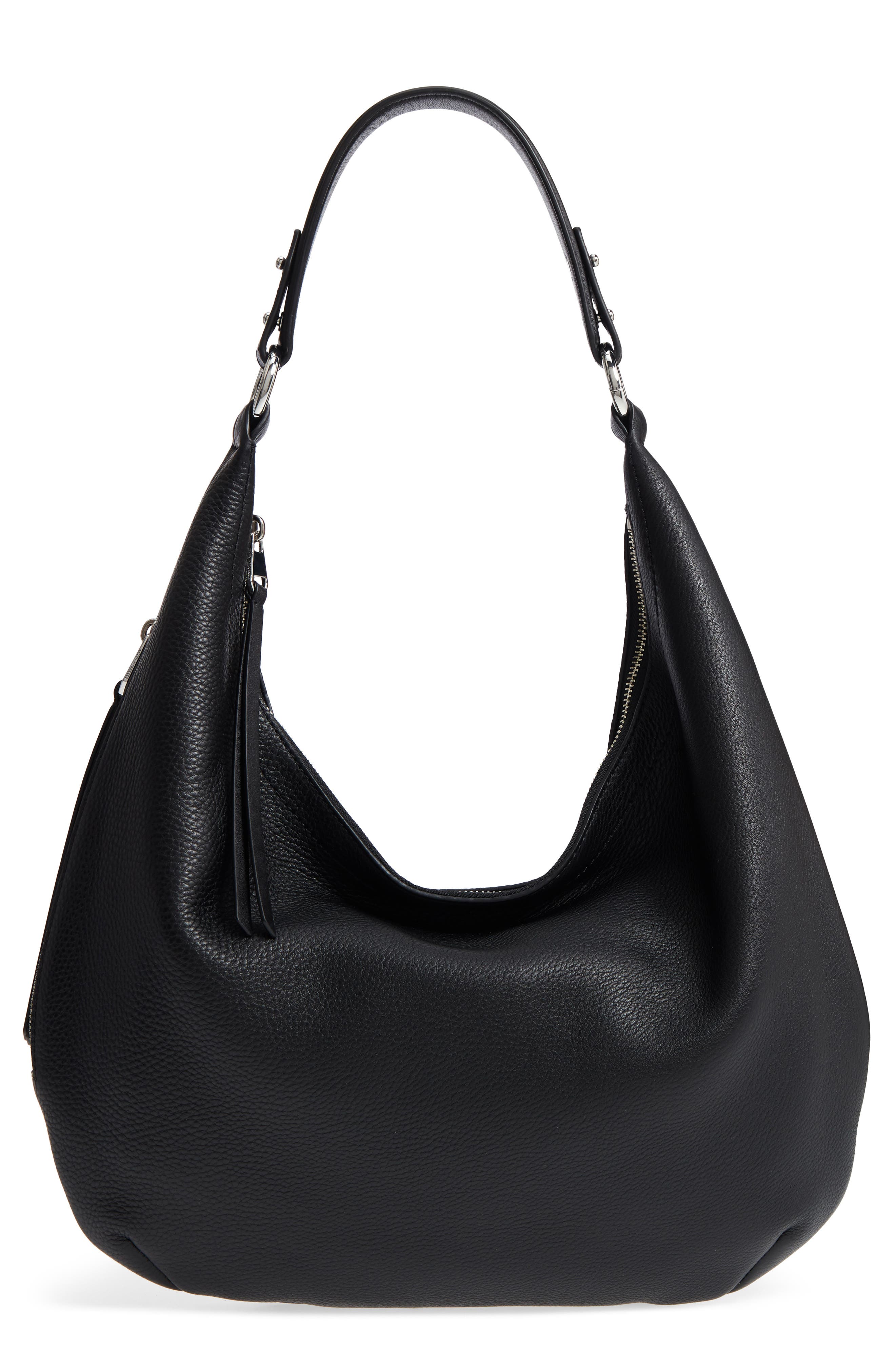 Michelle Leather Hobo, Main, color, BLACK
