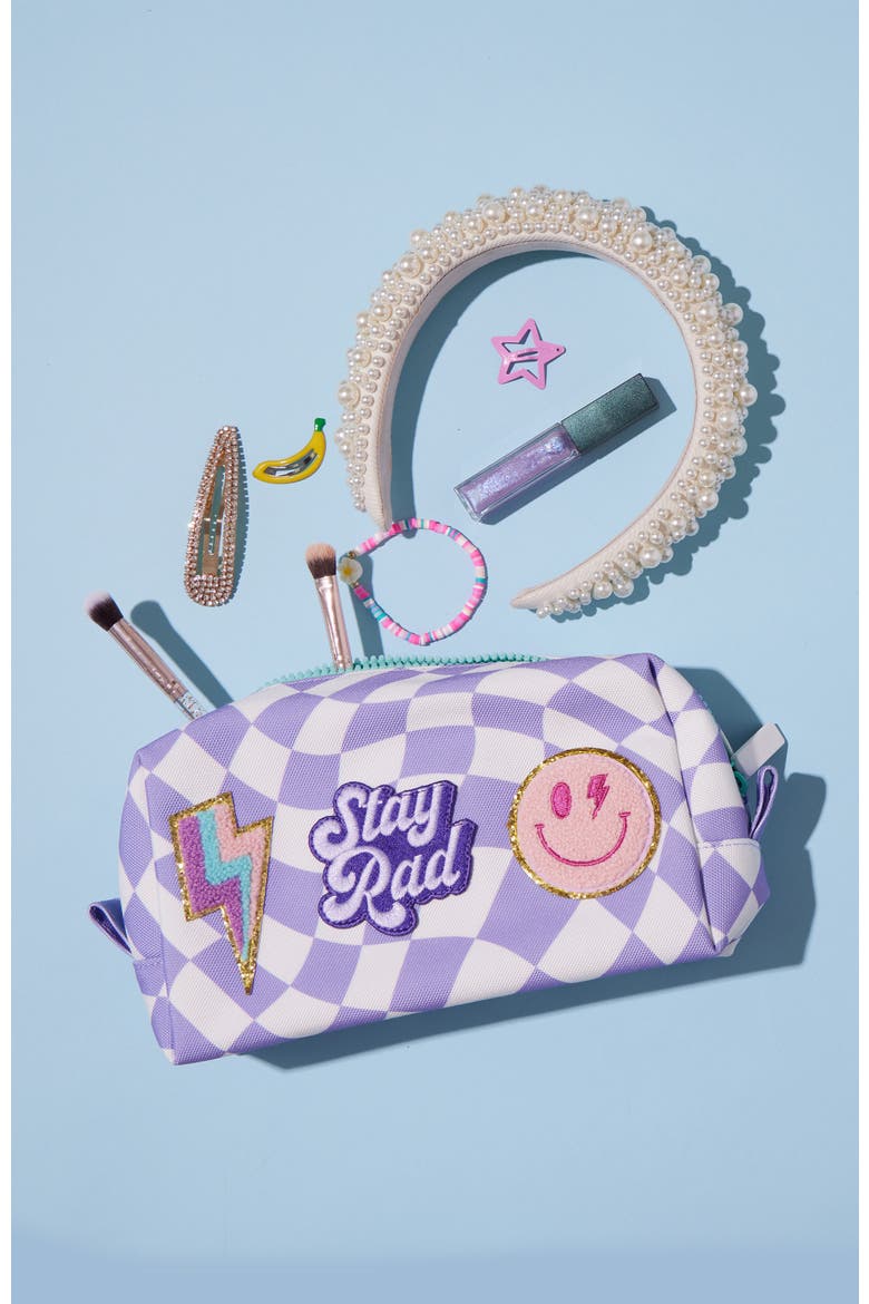 Kids' Patched Pouch, Alternate, color, Purple Checker