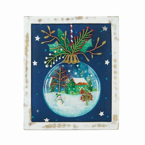 Embellished Globe Scene Shelf Sitter Block