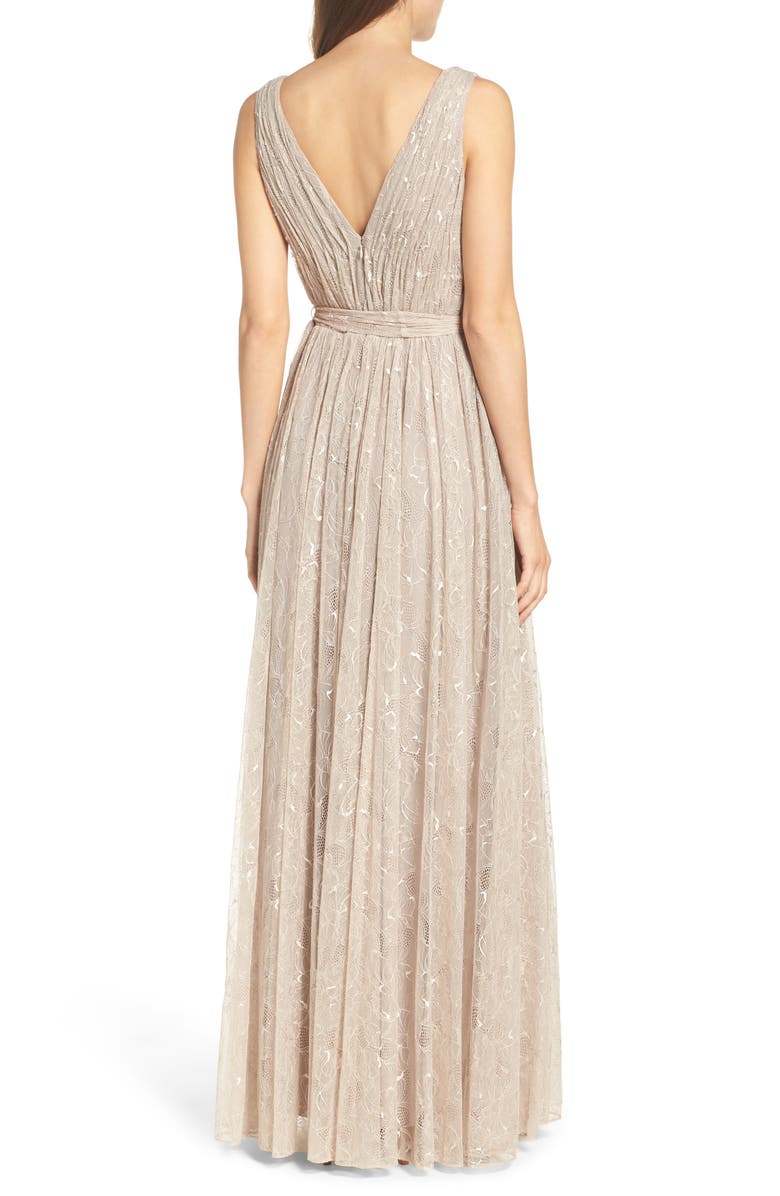 Vera Wang Lace Fit & Flare Gown, Alternate, color, 