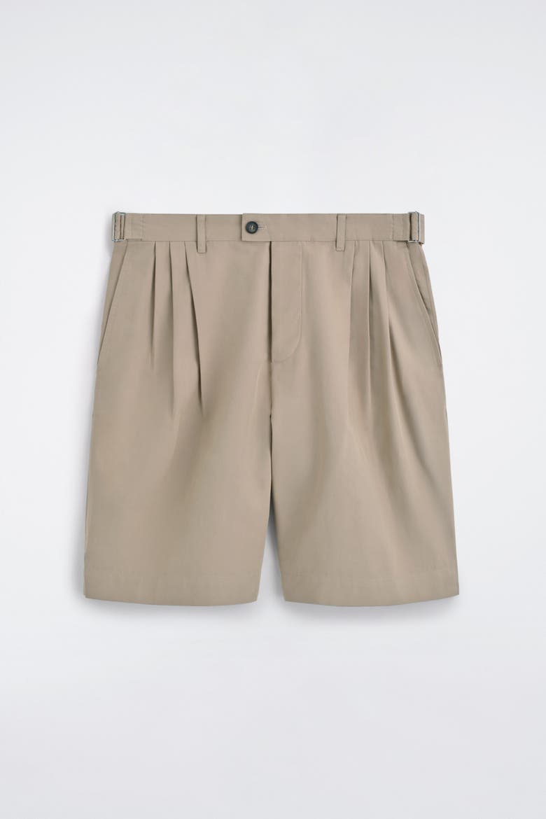 Belt-detail Tailored Cotton Chino Shorts, Alternate, color, BEIGE