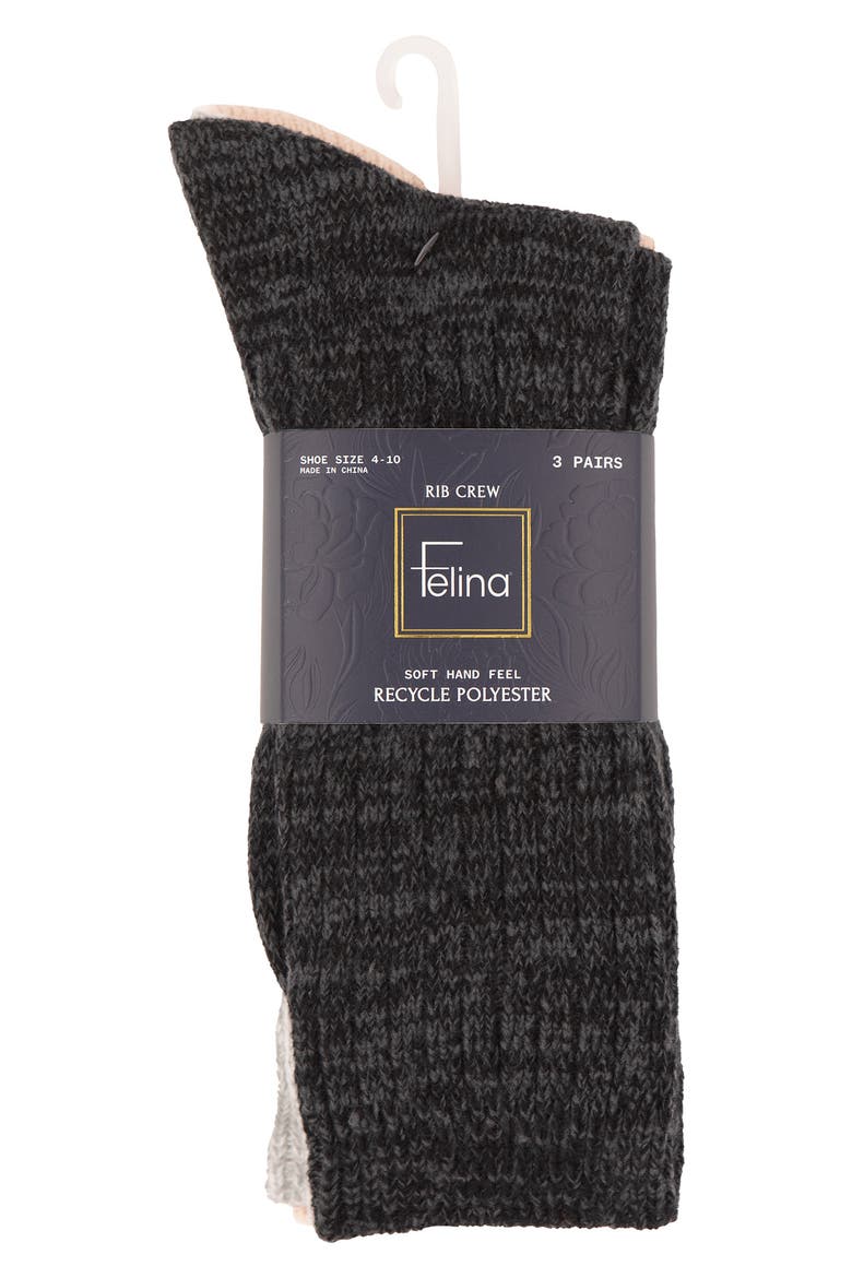 Assorted 3-Pack Crew Socks, Alternate, color, BLACK/ GREY/ BEIGE