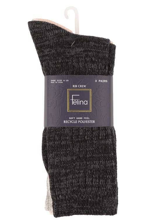 Felina Assorted 3-pack Crew Socks In Black/grey/beige