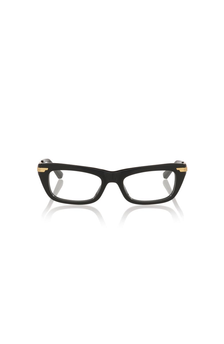 Bottega Veneta 51mm Rectangle optical glasses, Alternate, color, Black