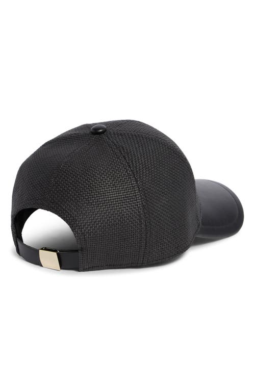Calvin Klein Straw & Faux Leather Baseball Cap