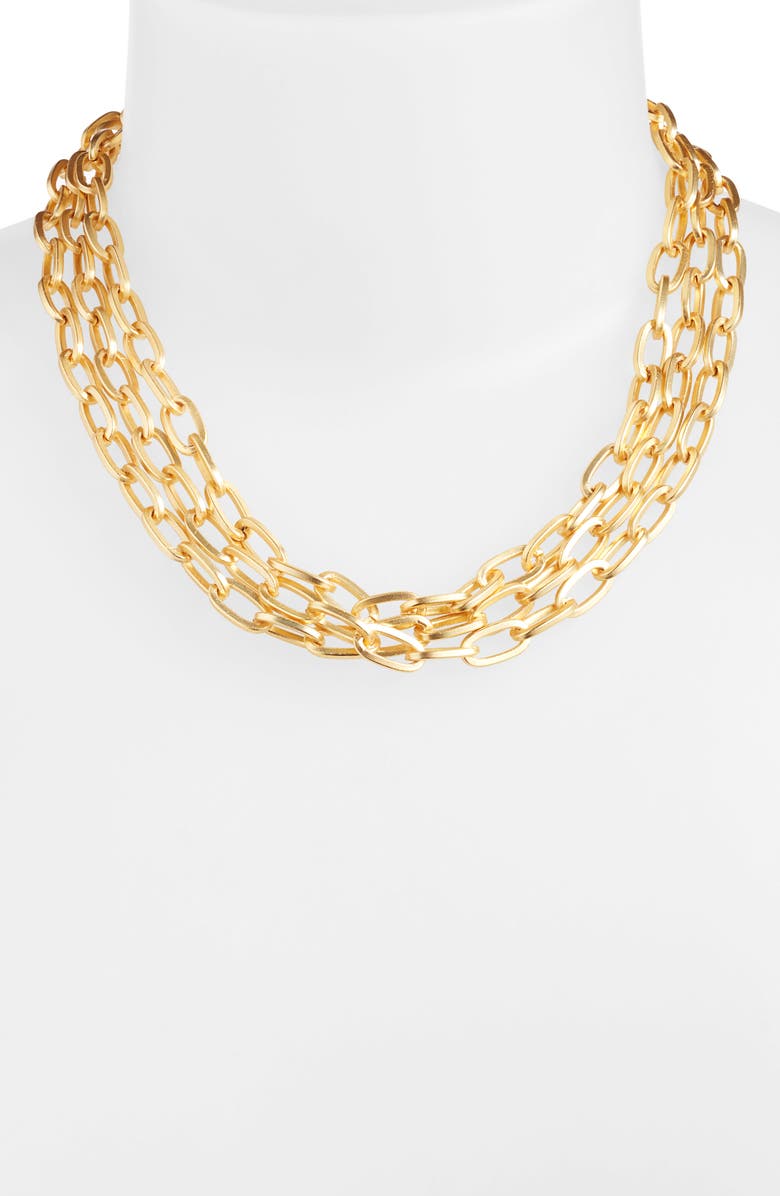 Karine Sultan Layered Chain Necklace, Alternate, color, Gold