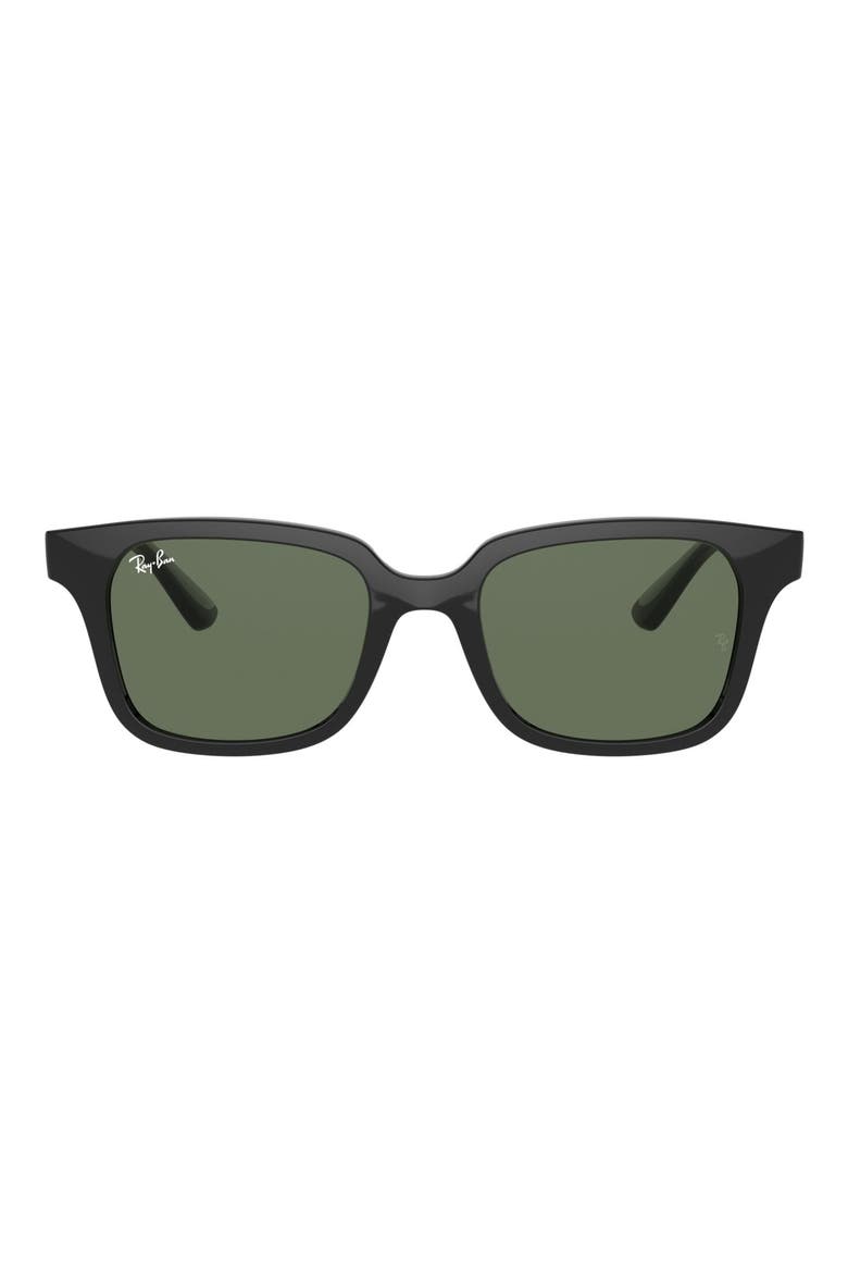 Junior Wayfarer 48mm Sunglasses, Main, color, SHINY BLACK/ DARK GREEN