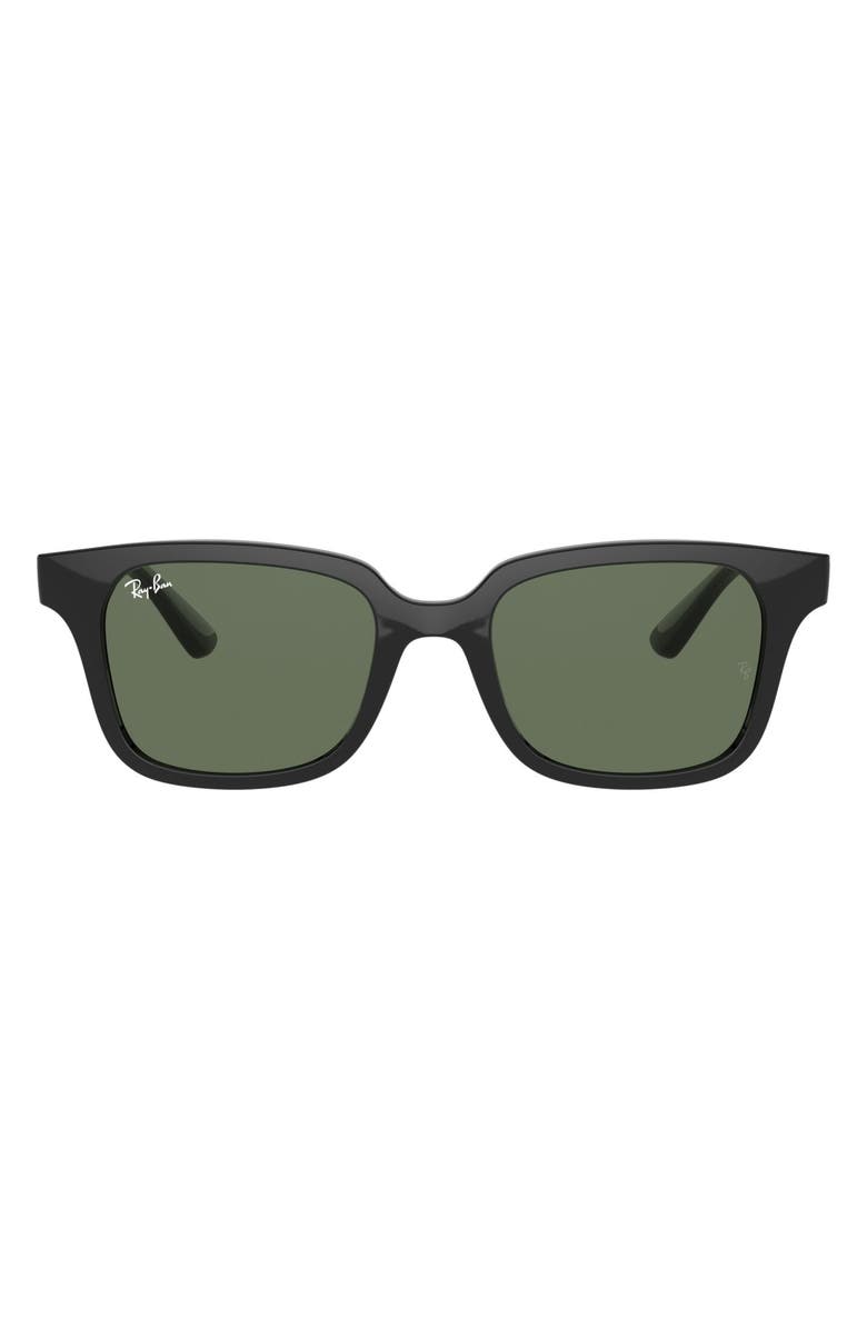 Ray-Ban Junior Wayfarer 48mm Sunglasses, Main, color, Shiny Black/ Dark Green