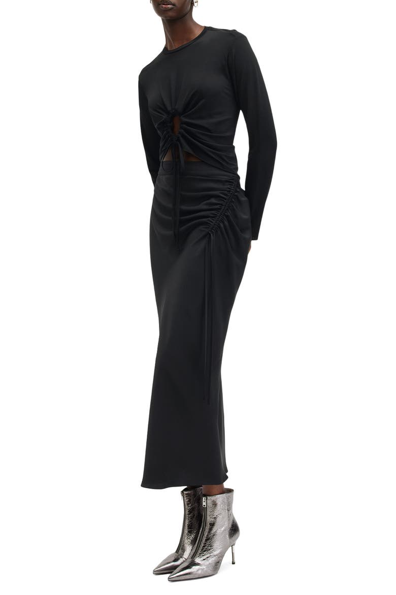 Xylia Tie Front Crop Top, Alternate, color, BLACK
