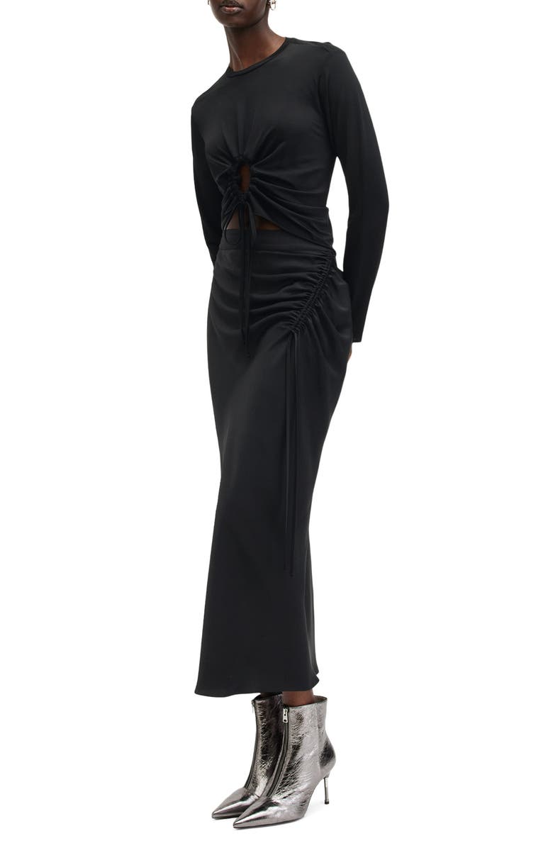 AllSaints Xylia Tie Front Crop Top, Alternate, color, Black