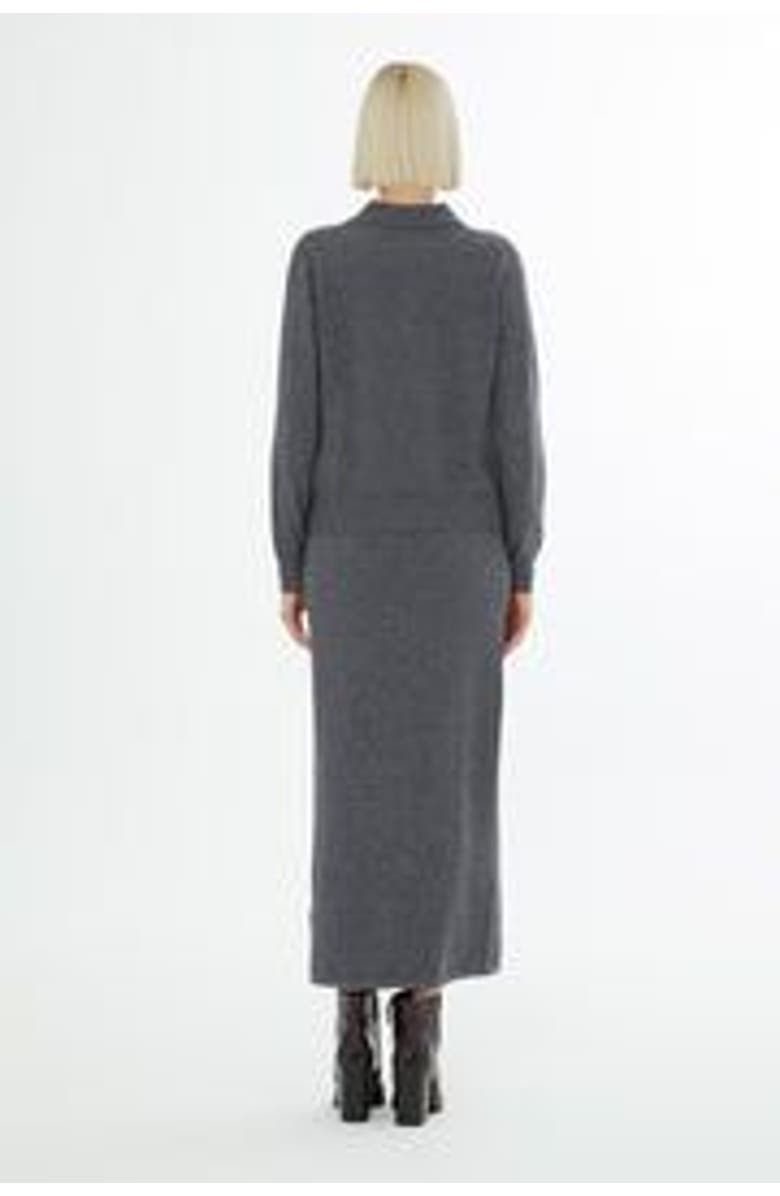 Gizia Shirt Collar Sweater with Button Closure Grey, Alternate, color, Grey