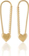 Spero London Heart Beaded Safety Pin Sterling Silver Earring