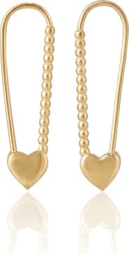 Spero London Heart Beaded Safety Pin Sterling Silver Earring