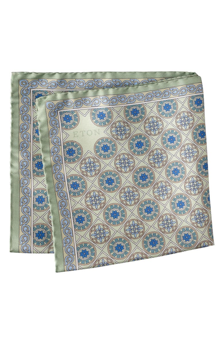 Eton Medallion Silk Pocket Square, Main, color,