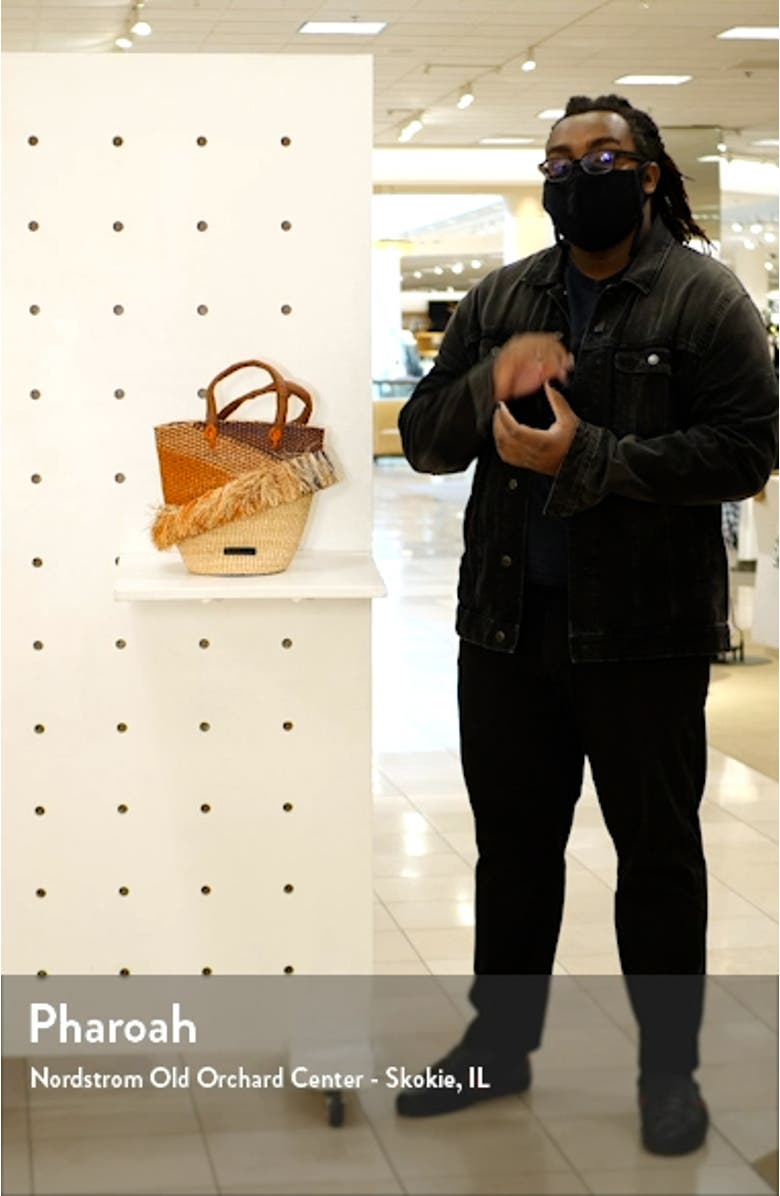 Tia Ruffle Raffia Bucket Bag, sales video thumbnail