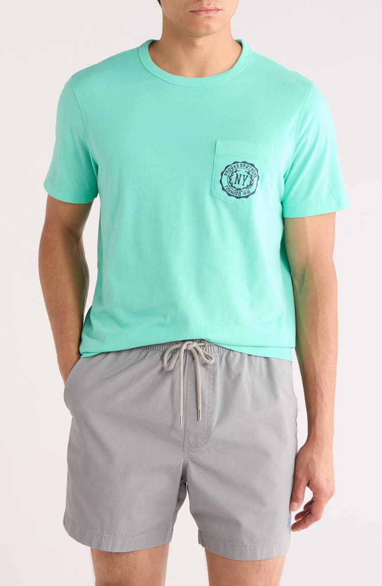Brooks Brothers Crewneck Graphic T-Shirt, Main, color, Green Multi