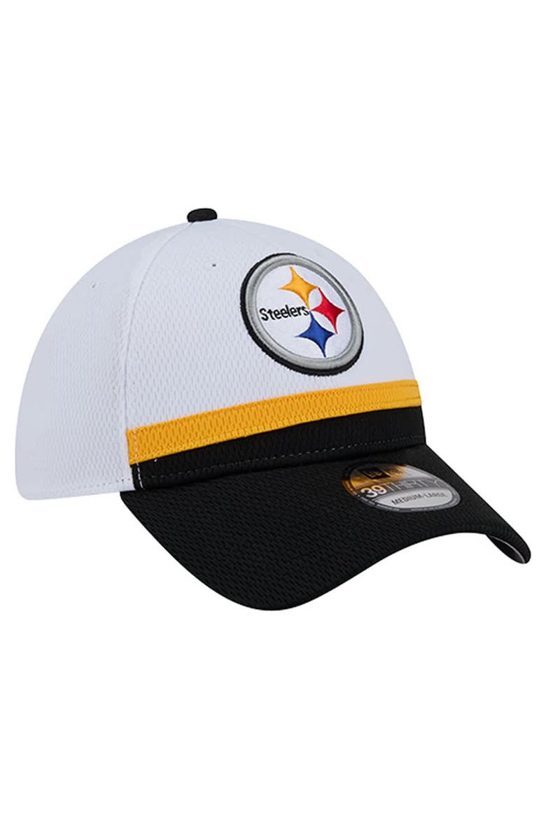 Men's New Era  White/Black Pittsburgh Steelers Dashmark Rays 39THIRTY Flex Hat, Alternate, color, White