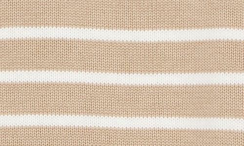 Vigoss Nautical Stripe Short Sleeve Sweater In Brown