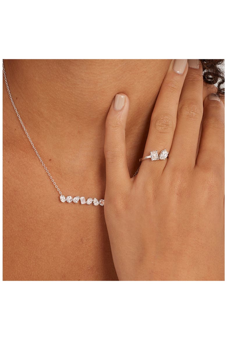 Mixed Lab Created Diamond Bar Pendant Necklace, Alternate, color, 18K YG