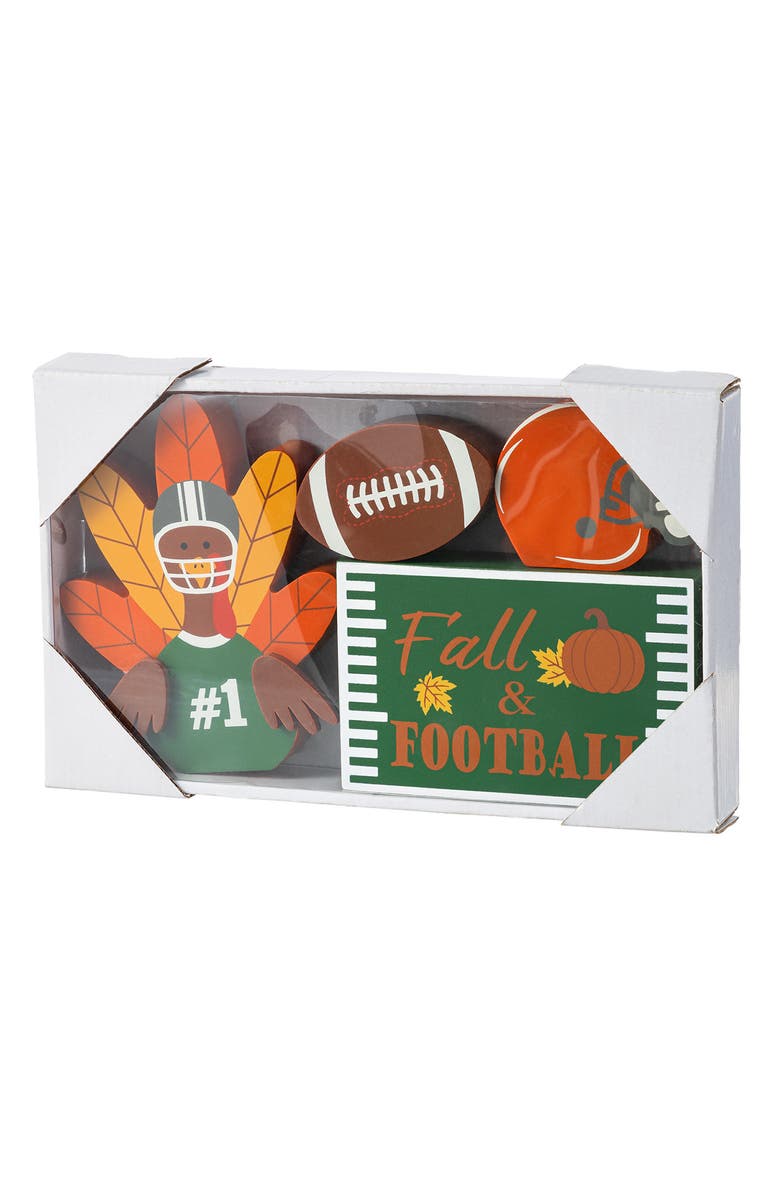 Glitzhome Set of 4 Thanksgiving Wooden Turkey Table Decor Set, Main, color, 