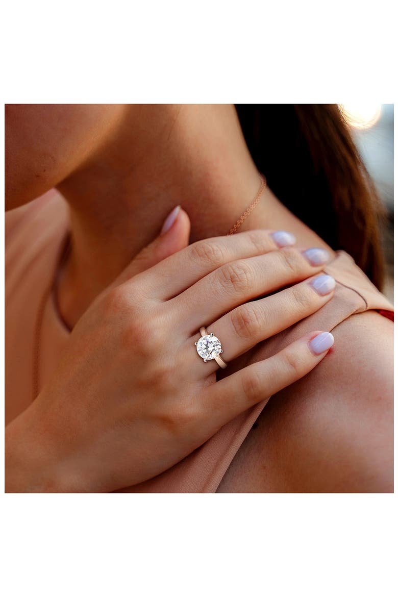 Sterling Silver Round Cut Created Moissanite Engagement Ring, Alternate, color, SILVER