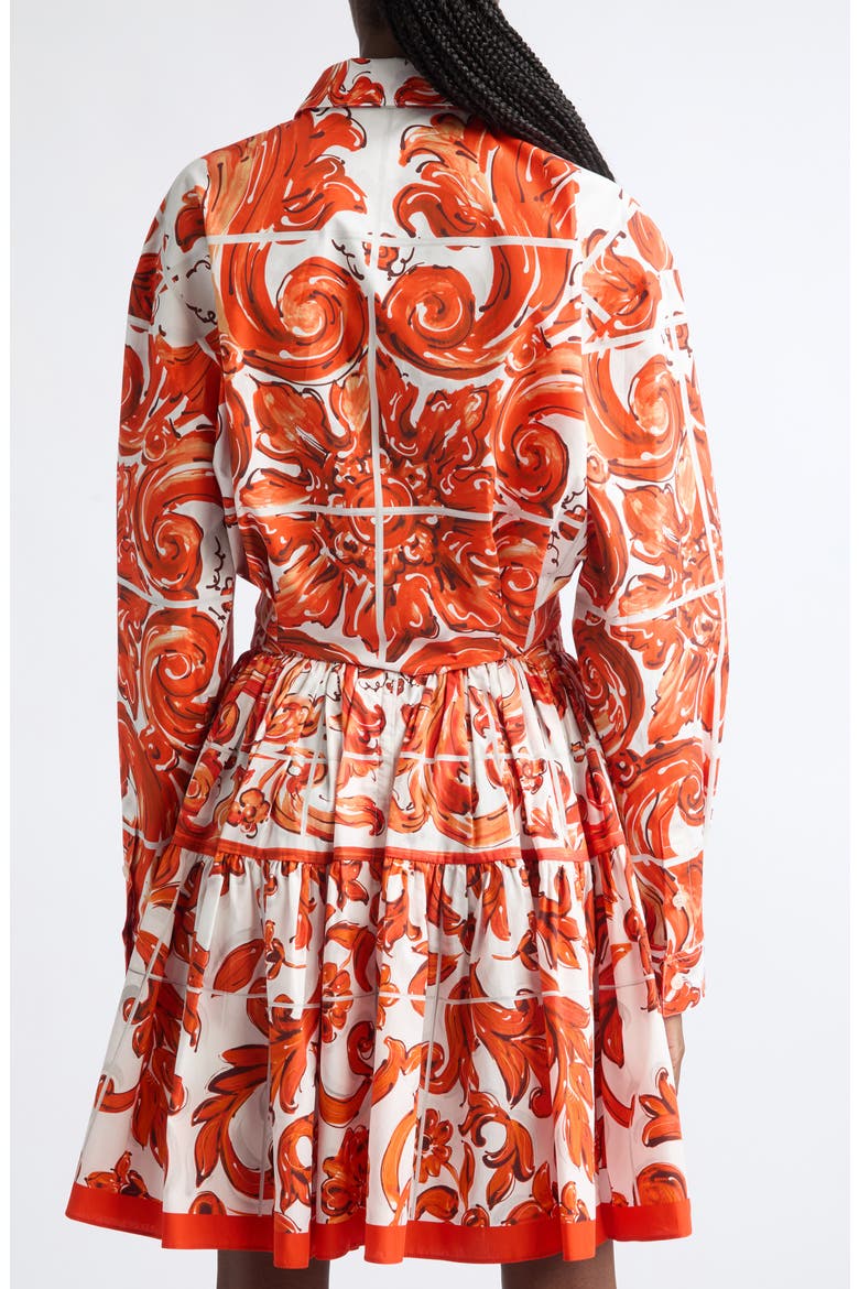 Majolica Print Tie Front Cotton Poplin Button-Up Shirt, Alternate, color, S9000 VARIANTE ABBINATA