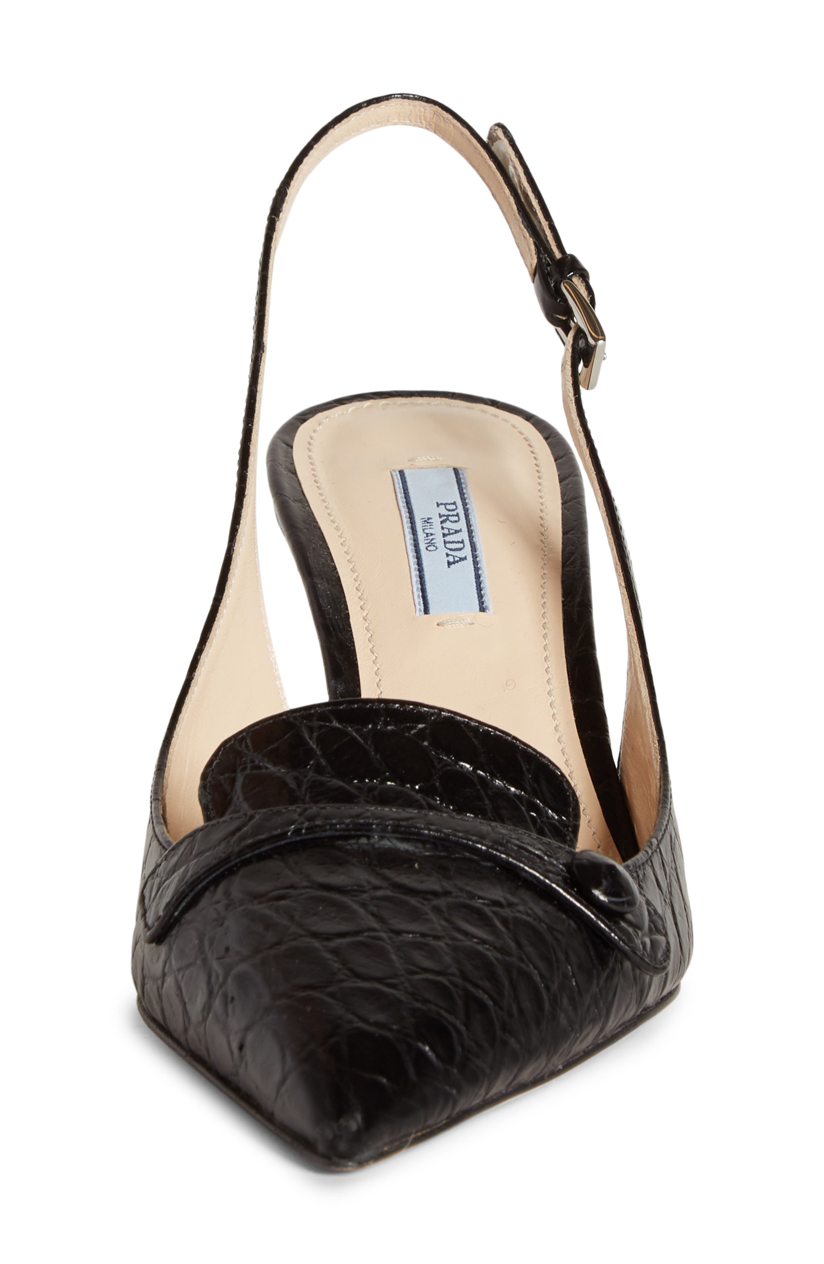 Prada Croc Embossed Slingback Pump, Alternate, color, 