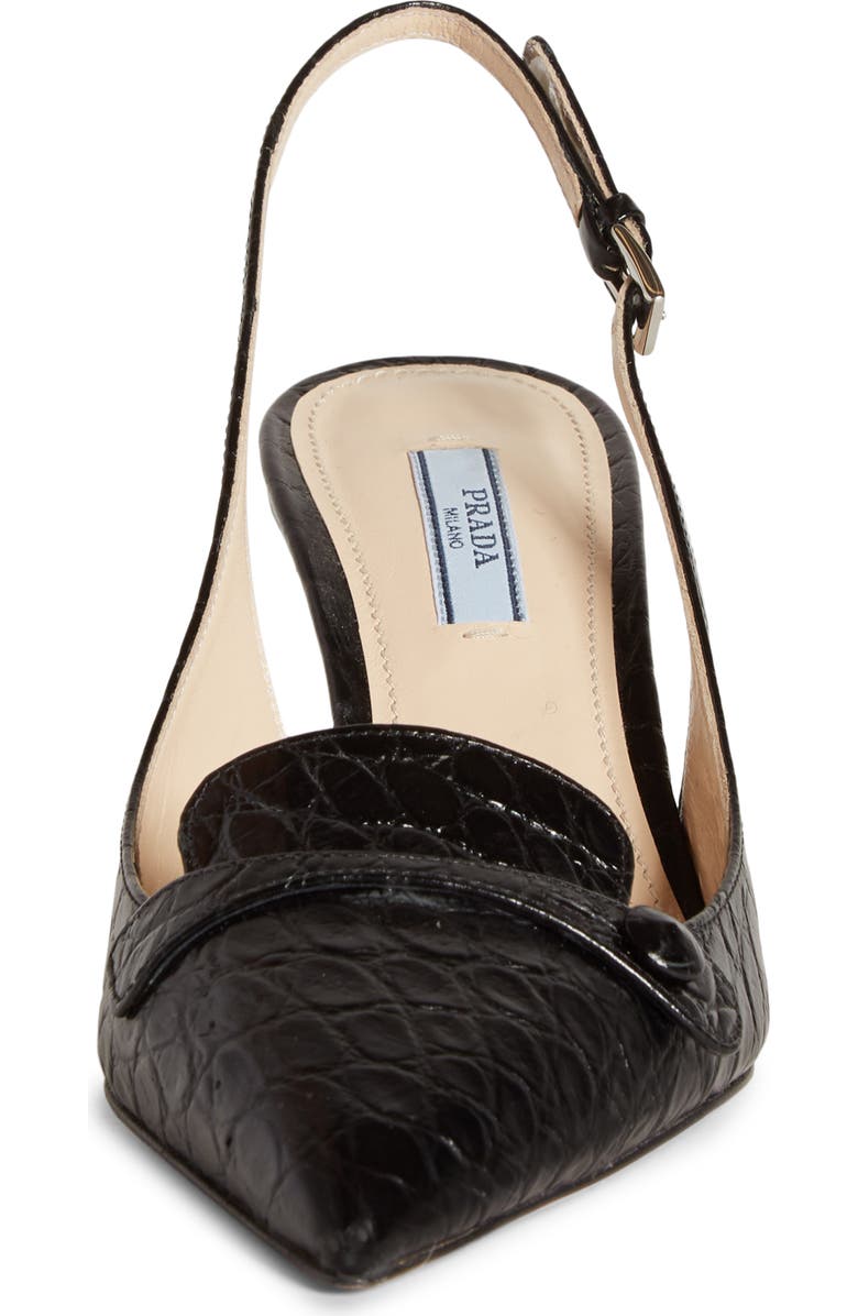Prada Croc Embossed Slingback Pump, Alternate, color,