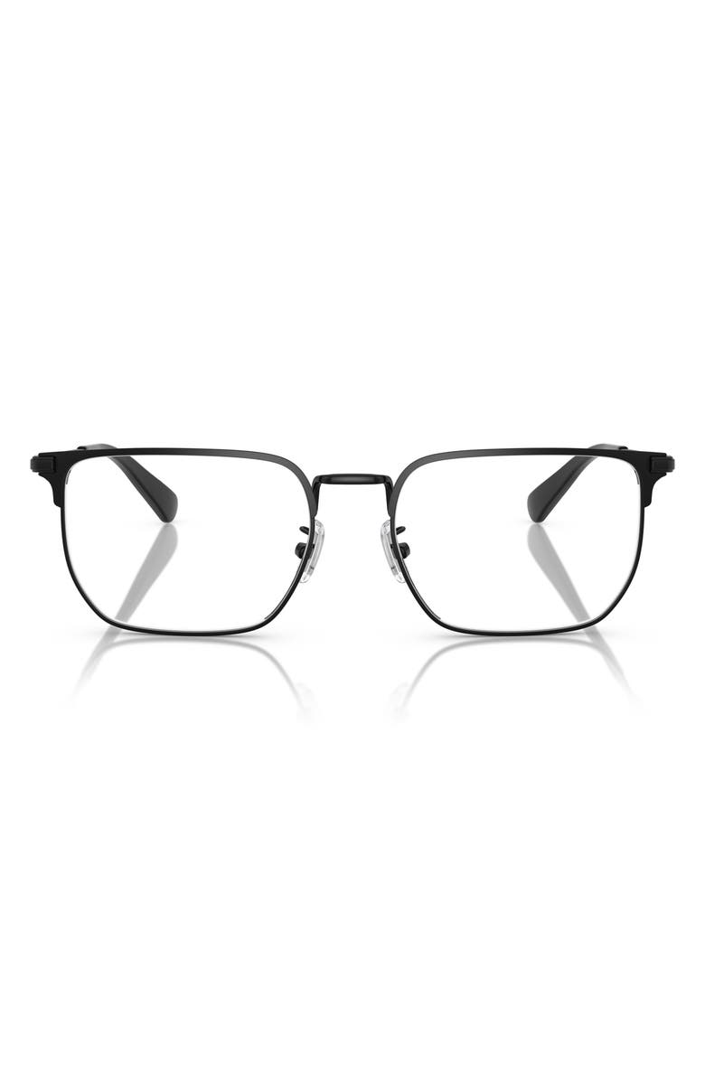 COACH 57mm Rectangular Optical Glasses, Main, color, Satin Black / Demo Lens