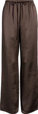 Open Edit Drawstring Waist Satin Pants