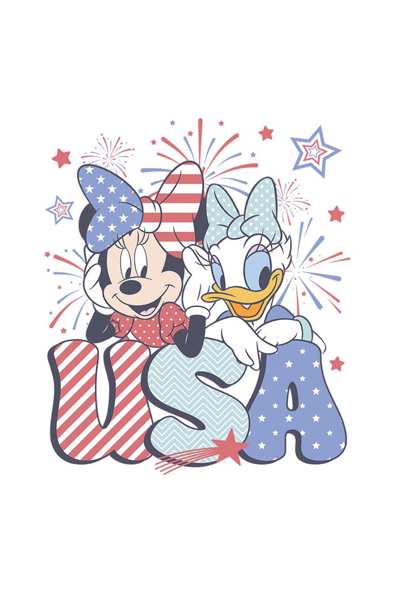 Women's Mickey & Friends Minnie and Daisy American Duo  Graphic T-Shirt, Alternate, color, White