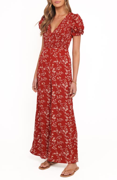 Petal And Pup Petal & Pup Herring Floral Print Wide Leg Jumpsuit In Red