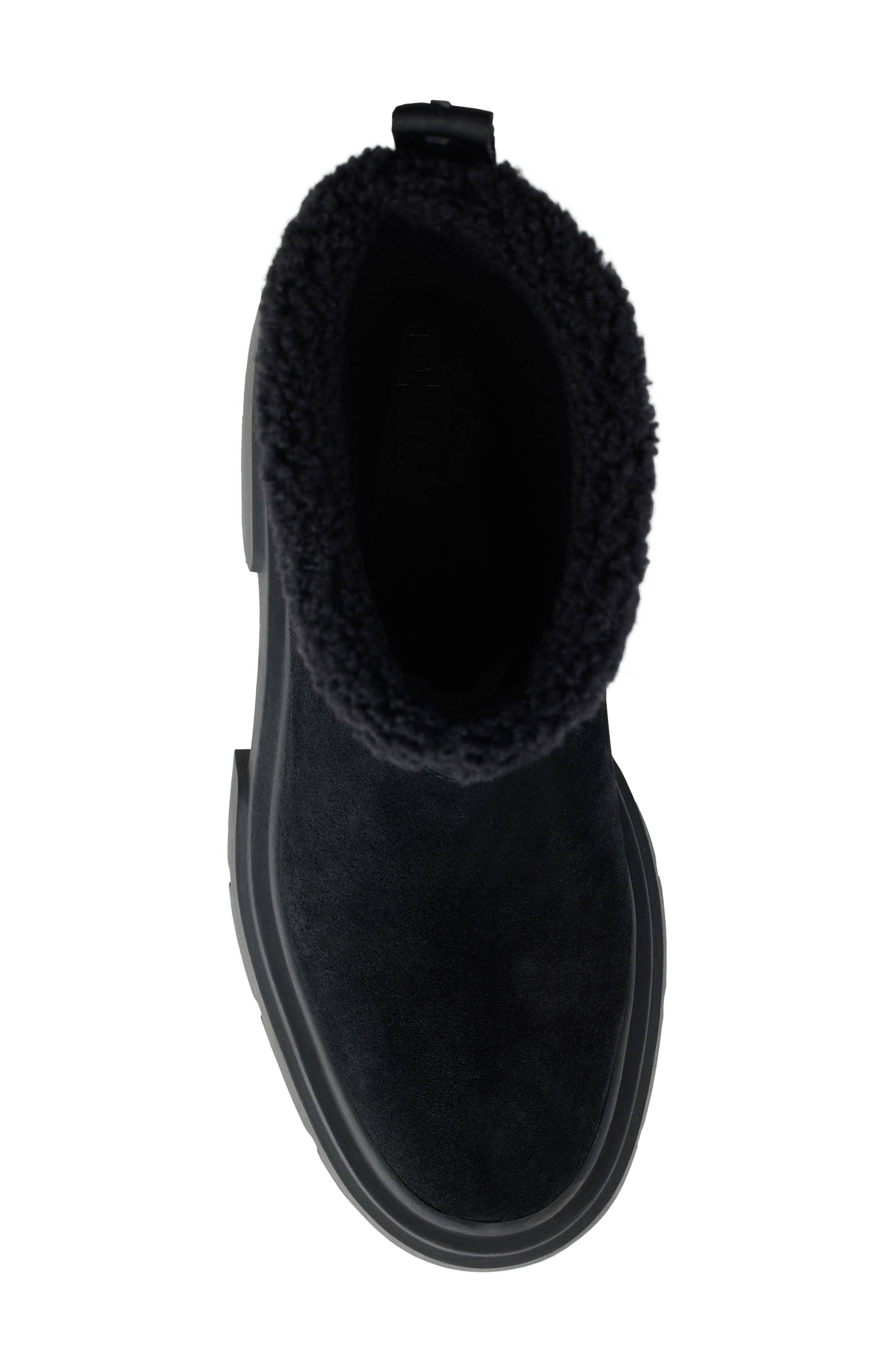 DKNY Frankie Faux Shearling Lug Sole Bootie, Alternate, color, Black