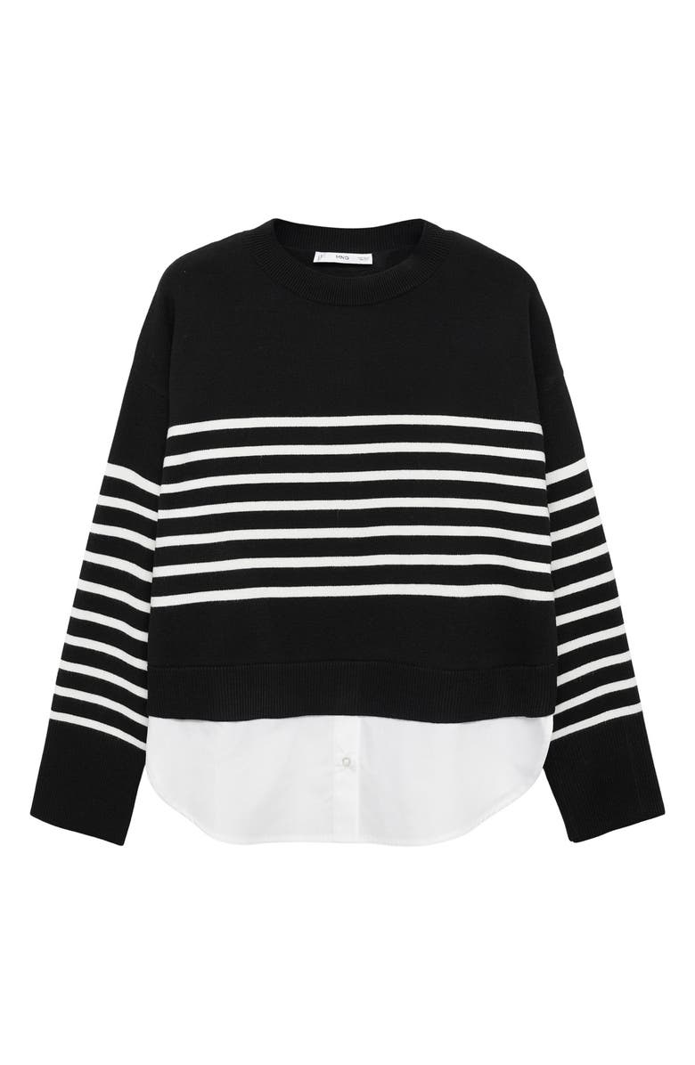 MANGO Mixed Media Layered Crewneck Sweater, Alternate, color,