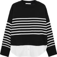 MANGO Mixed Media Layered Crewneck Sweater