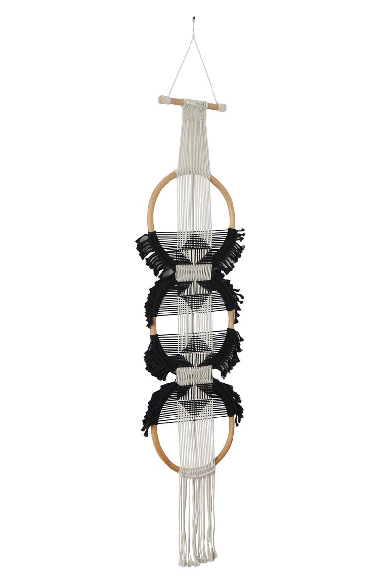 GINGER BIRCH STUDIO MacramBlack Cotton Handmade Intricately Weaved é Wall Decor with Fringe Tassels, Alternate, color, 