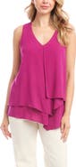 Karen Kane Drape Layered Asymmetric Gauze Tank