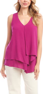 Karen Kane Drape Layered Asymmetric Gauze Tank