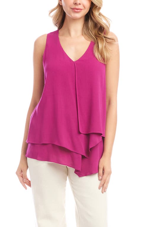 Karen Kane Drape Layered Asymmetric Gauze Tank In Purple