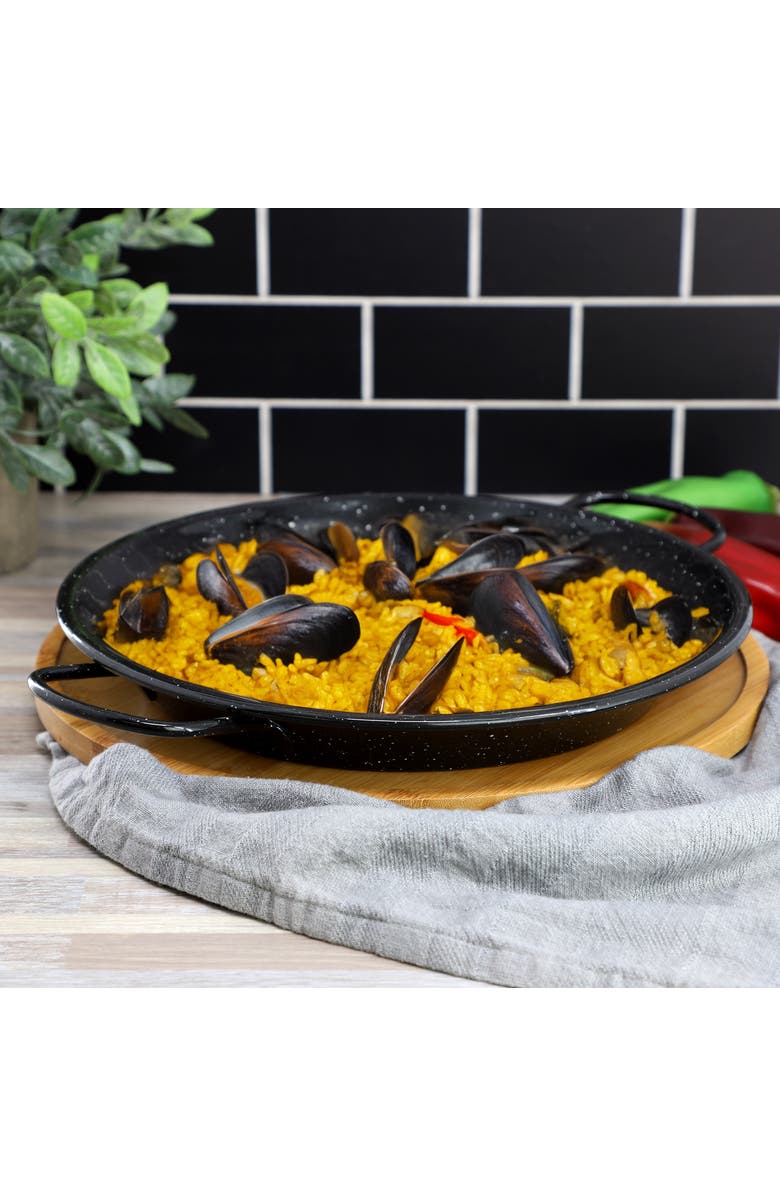 OSTER Castillo 11 Inch Enameled Steel Paella Pan, Alternate, color, Black