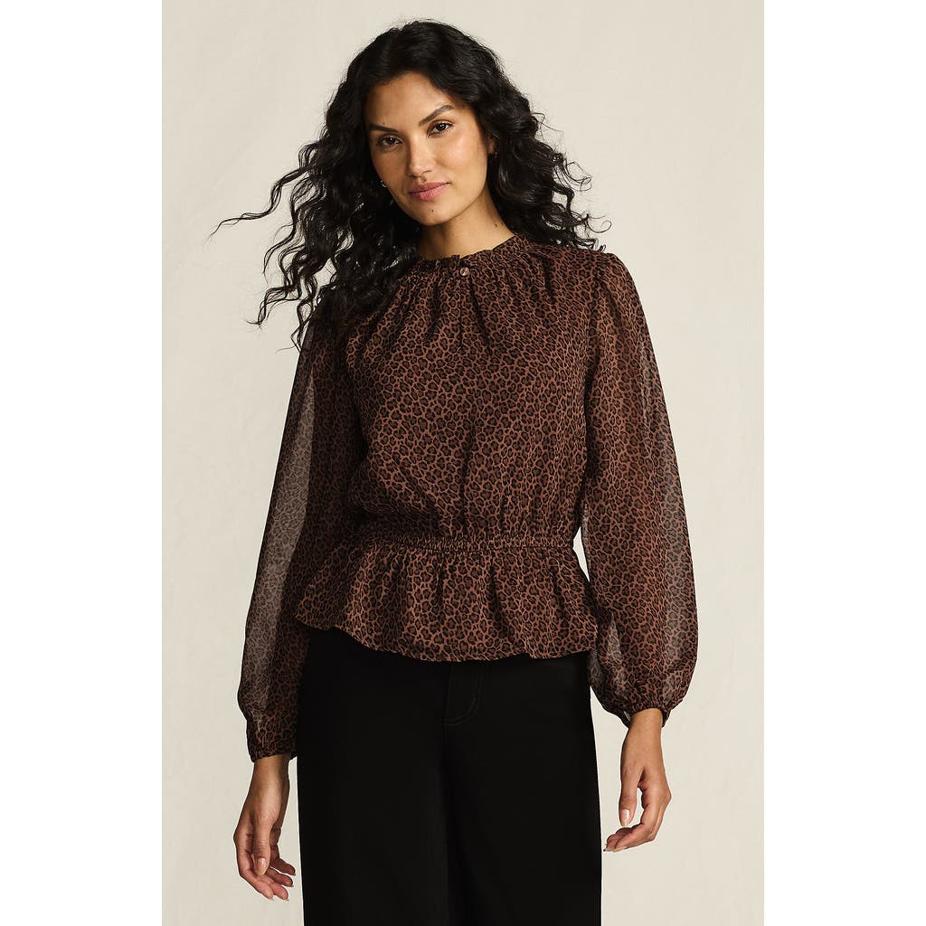 Lands' End Chiffon Peplum Top In Brown